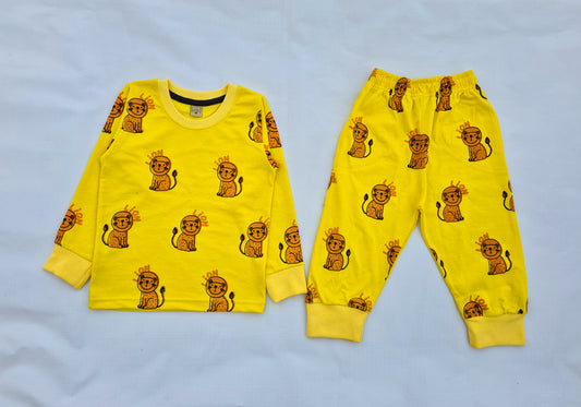 Junior  Republic   Kid's Lion  Printed Full Sleeves Shirt and Trouser 2 Piece Set