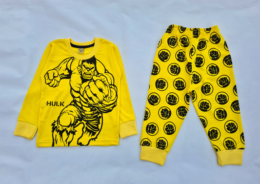 Junior  Republic   Kid's HULK  Printed Full Sleeves Shirt and Trouser 2 Piece Set