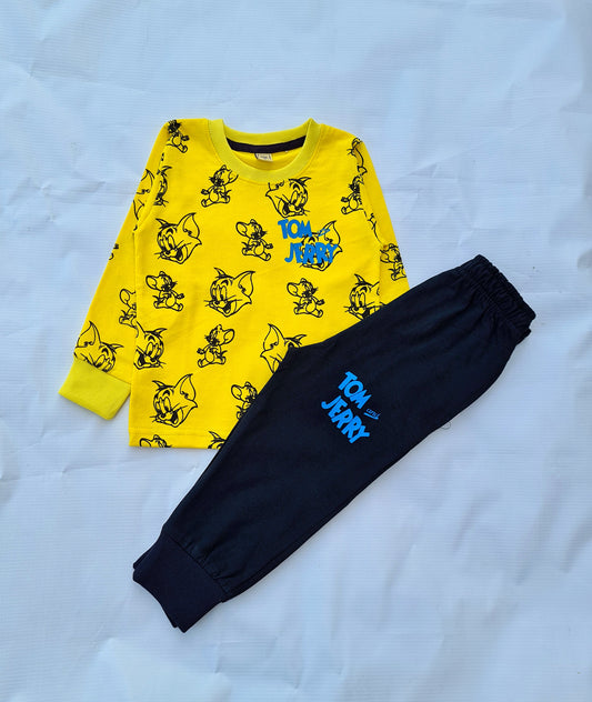 Junior   Republic   Kid's Tom & Jerry Printed Full Sleeves Shirt and Trouser 2 Piece Set