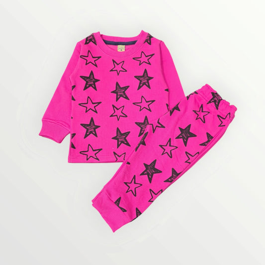 Junior   Republic   Kid's Star Printed Full Sleeves Shirt and Trouser 2 Piece Set (FLEECE WINTER SUIT)